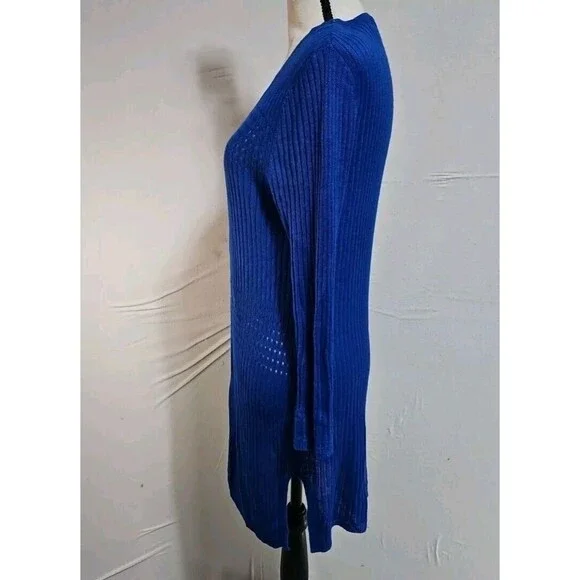 Cable & Gauge  Women's  Med, Royal Blue‎  Acrylic/rayon  Knit Duster, Open Knit - Picture 2 of 9